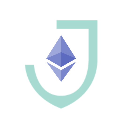 Ethereum symbol combined with the Jurat logo
