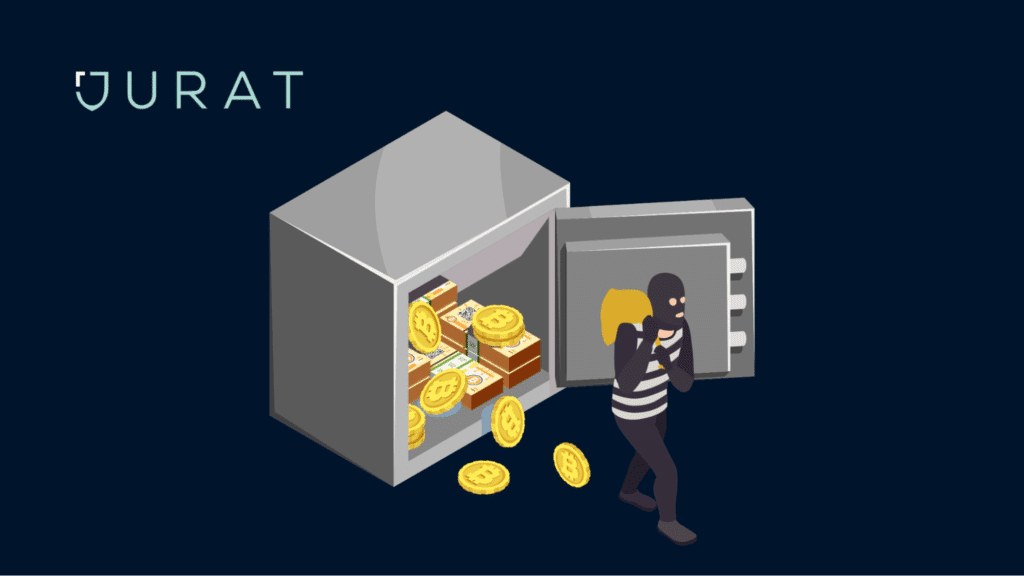 Thief stealing bitcoins from a safe